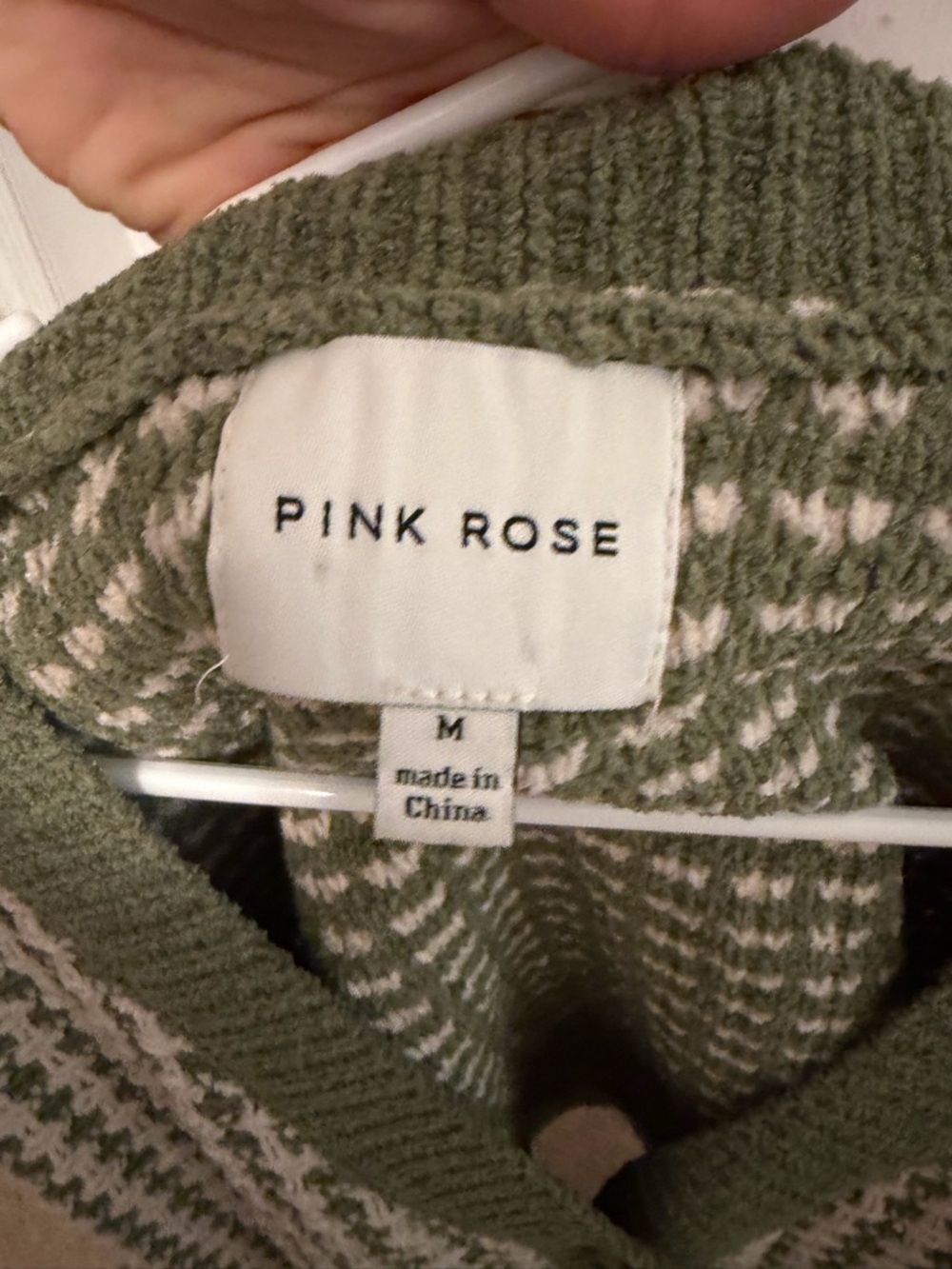 Olive and Cream Knit V-Neck Cardigan Sweater - Picture 3 of 3